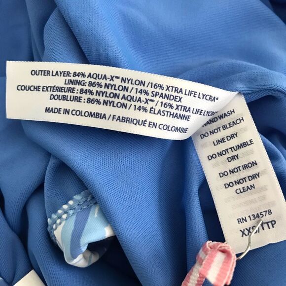 Vineyard Vines Blue White Nautilus Shell Tankini Top XXS NWT - Picture 5 of 6